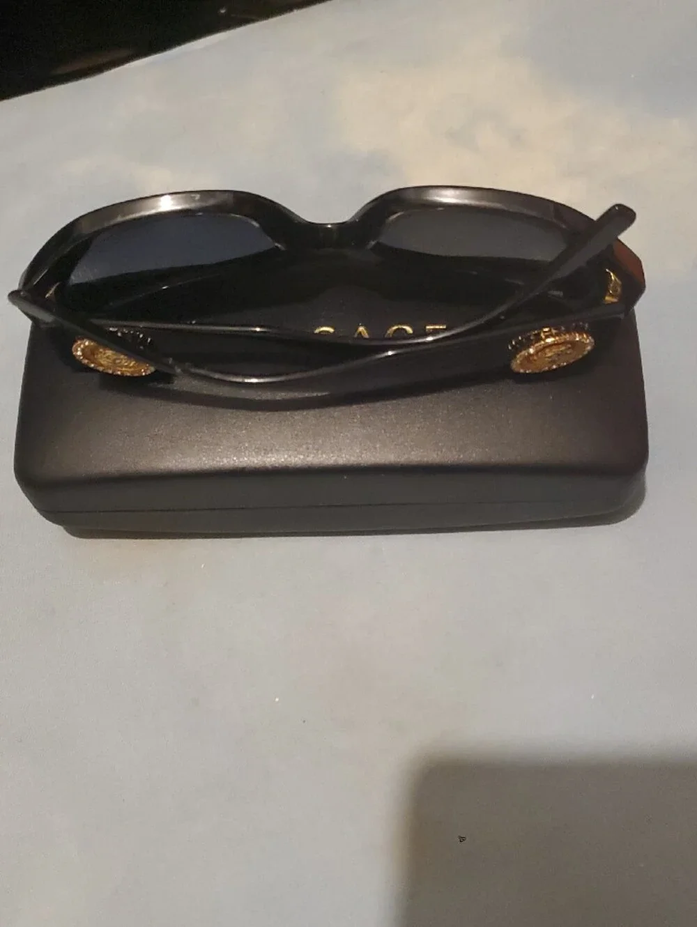 Versace Black Sunglasses with Gold Logo Case
